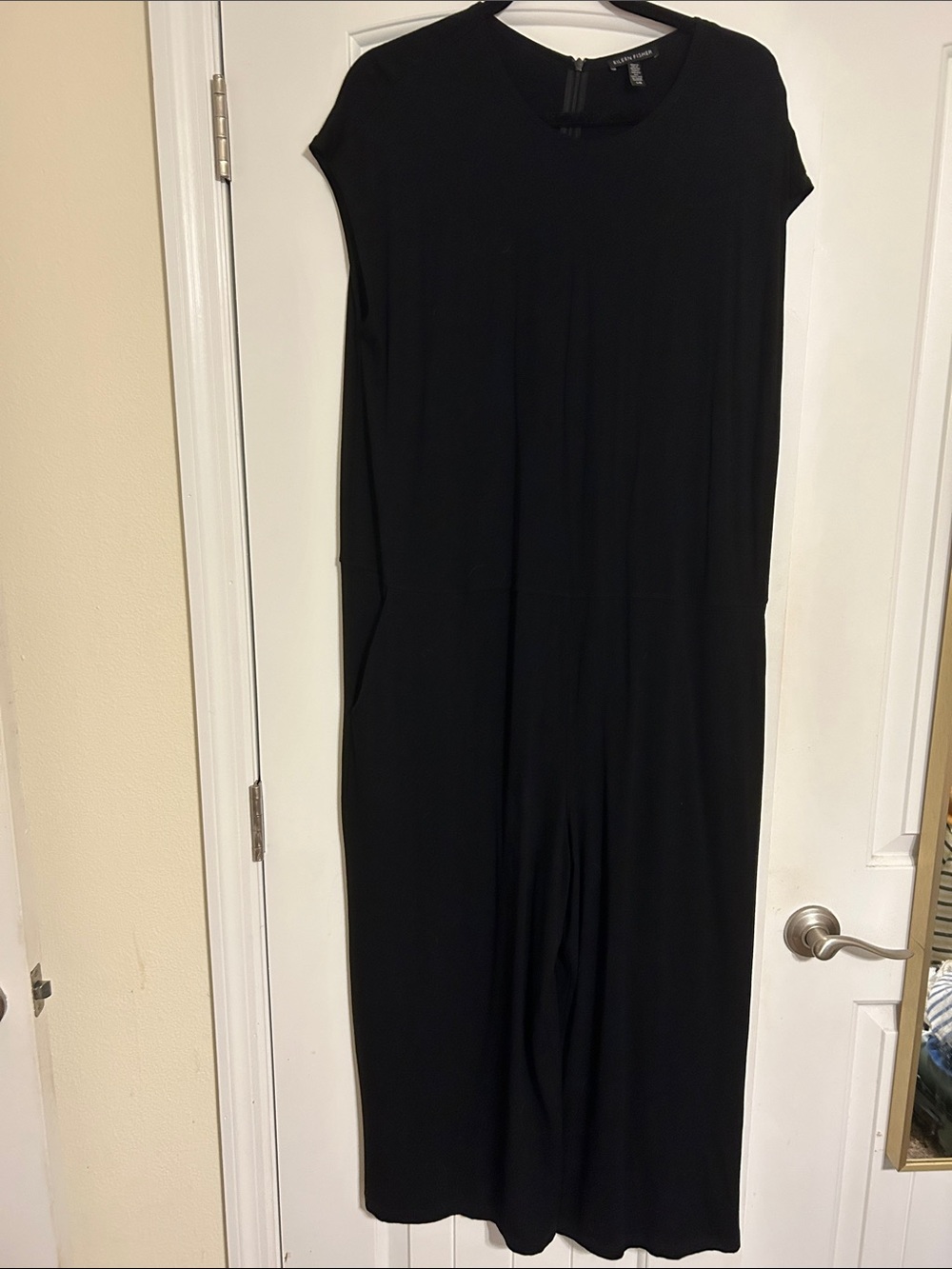 Eileen Fisher Black Cap-Sleeve Wide-Leg Jumpsuit